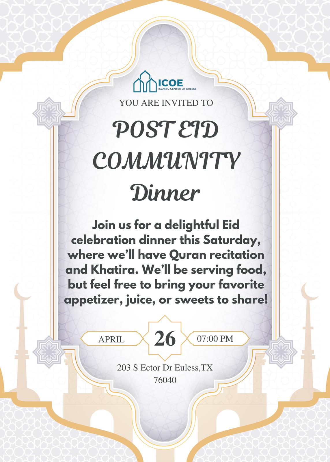 Post Eid Community Dinner