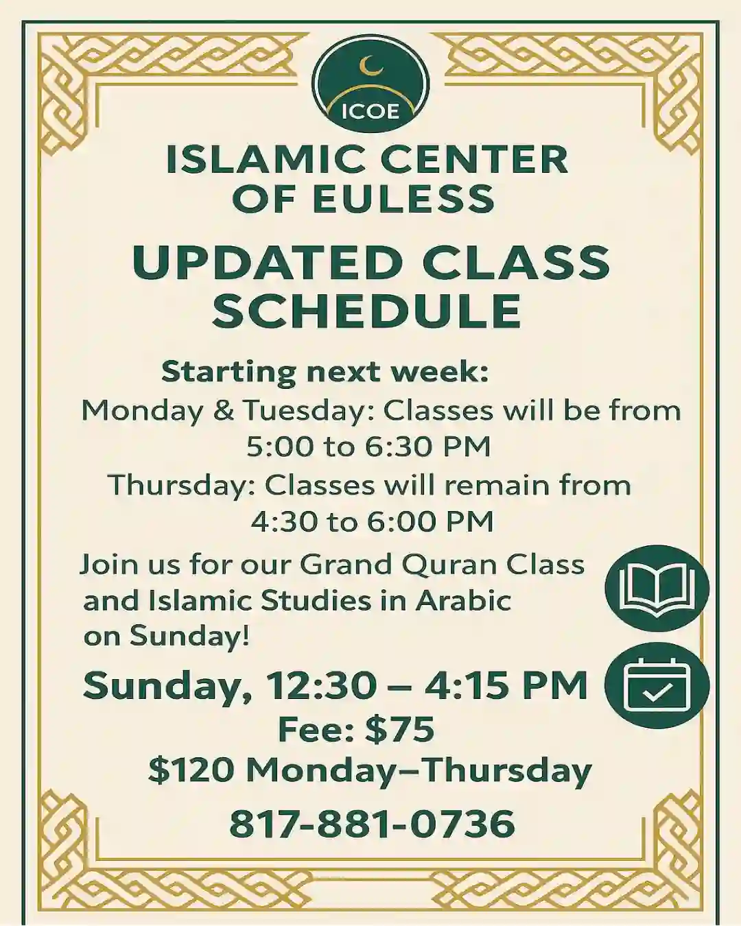 Updated ICOE Class Schedule