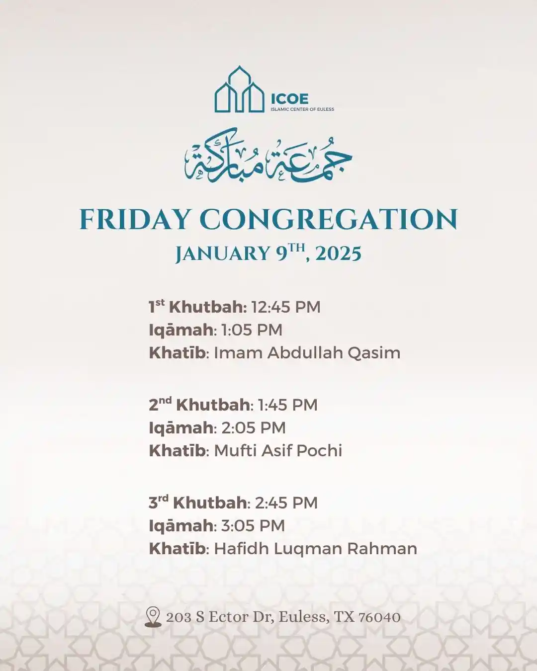 Friday Congregation 9th January 2026