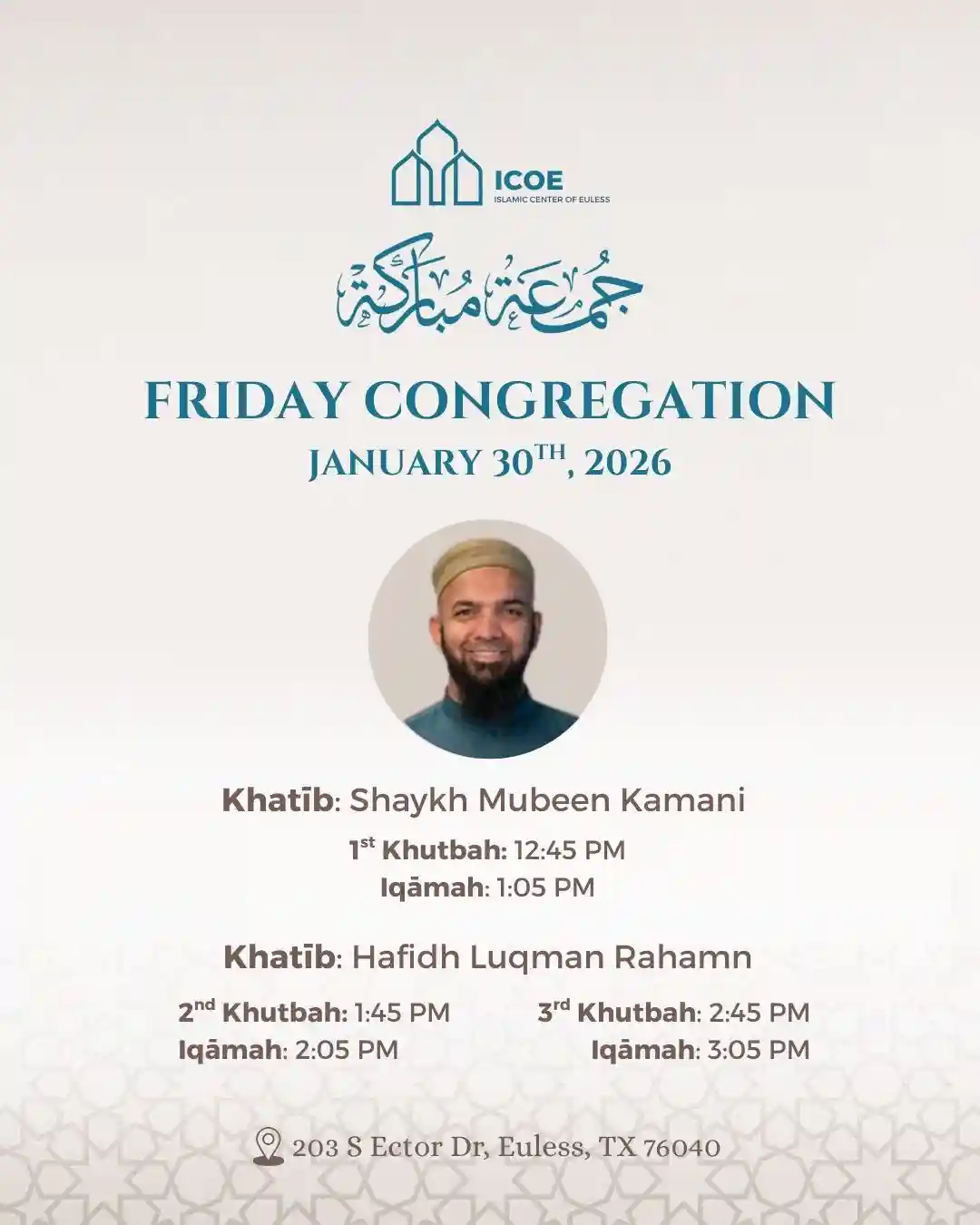 Friday Congregation 30th January 2026