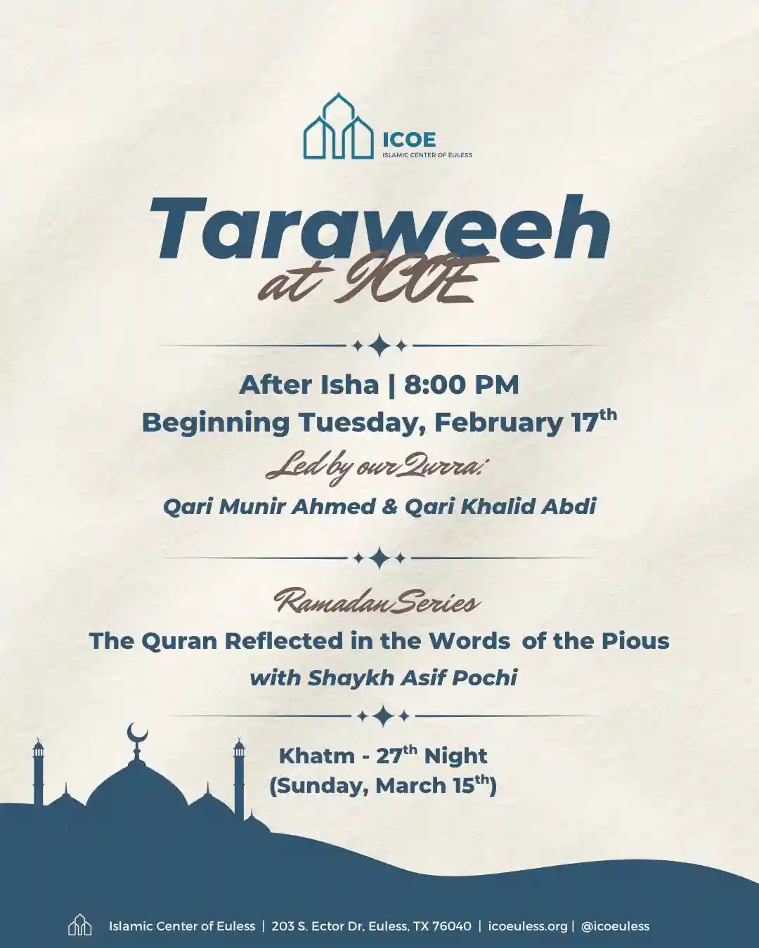 Taraweeh at ICOE