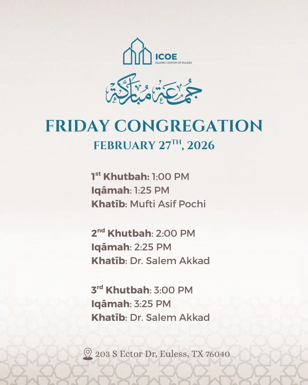 Friday Congregation 27th February 2026