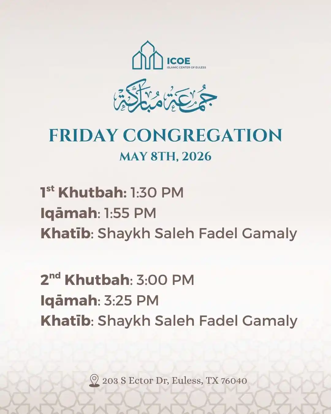 Friday Congregation 8th May 2026